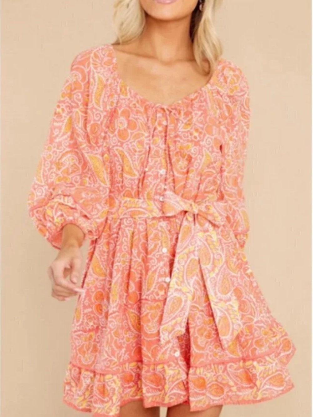 Cleobella Grace Mini Dress Blossom Block Print XS 100% Organic Cotton